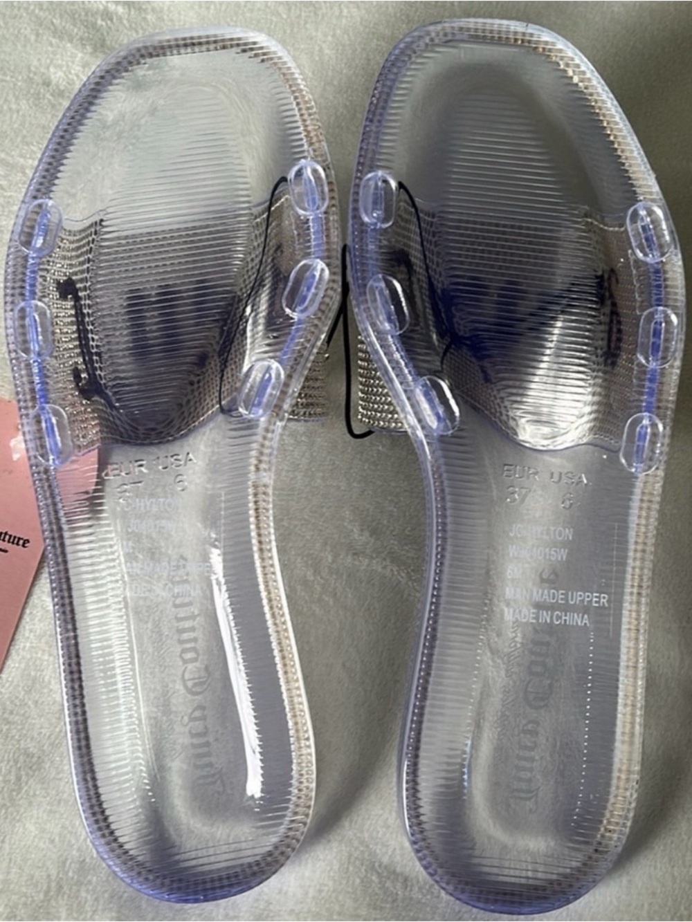 🆕 JUICY COUTURE Hylton Rhinestone Logo Slides Clear Jelly Sandals Size 6 NWT - Picture 13 of 16